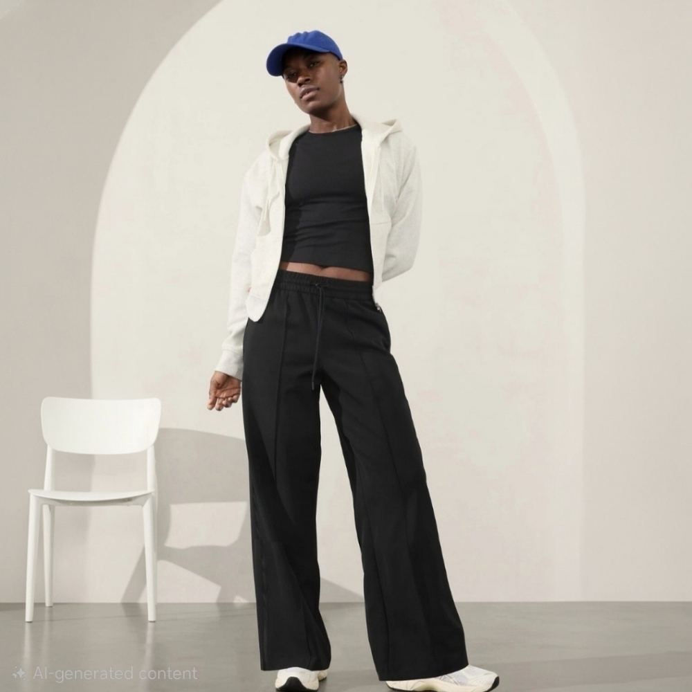 ATHLETA Endeavour High Rise Relaxed Pant In Black With Pockets Size Large
